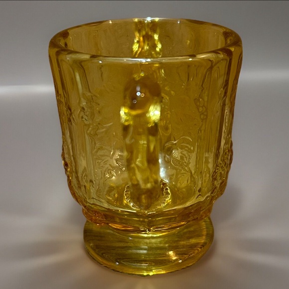 Amber Paneled Grape Design L. G. Wright Glass Sugar Bowl Vintage Tableware - Picture 2 of 7